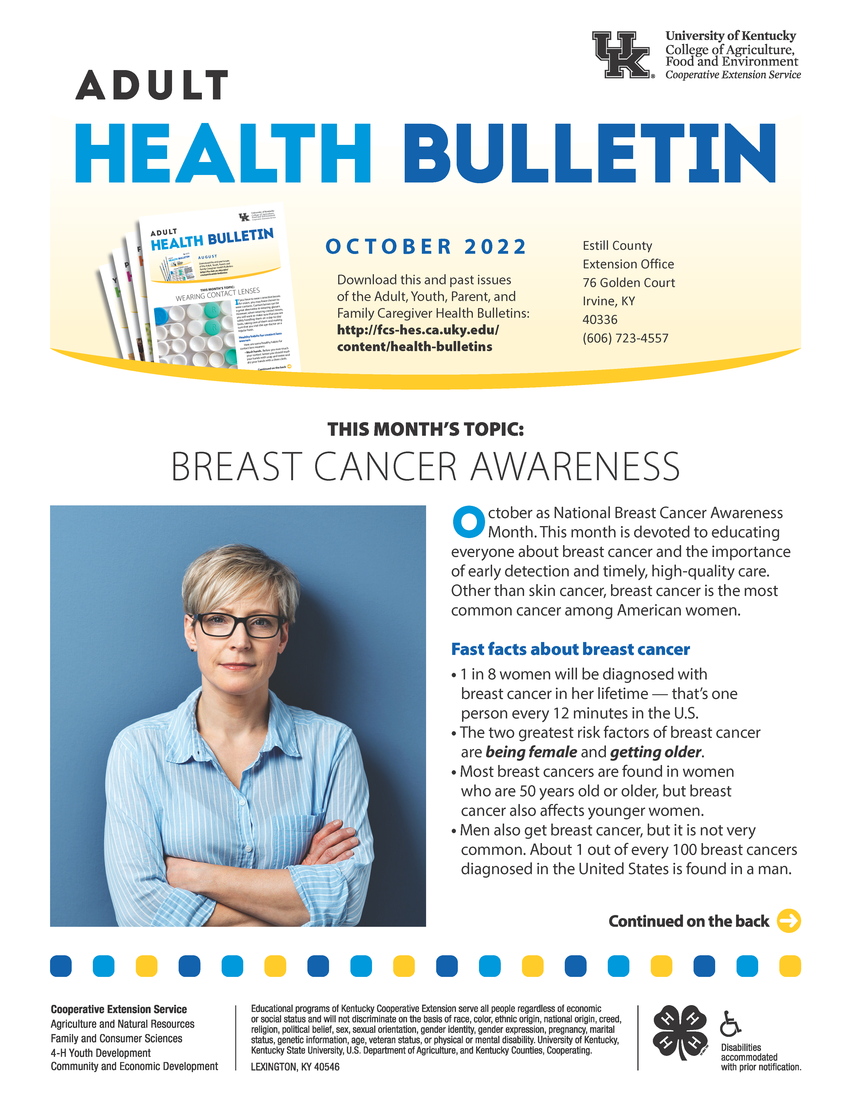 Adult Health Bulletin - Breast Cancer Awareness page 1