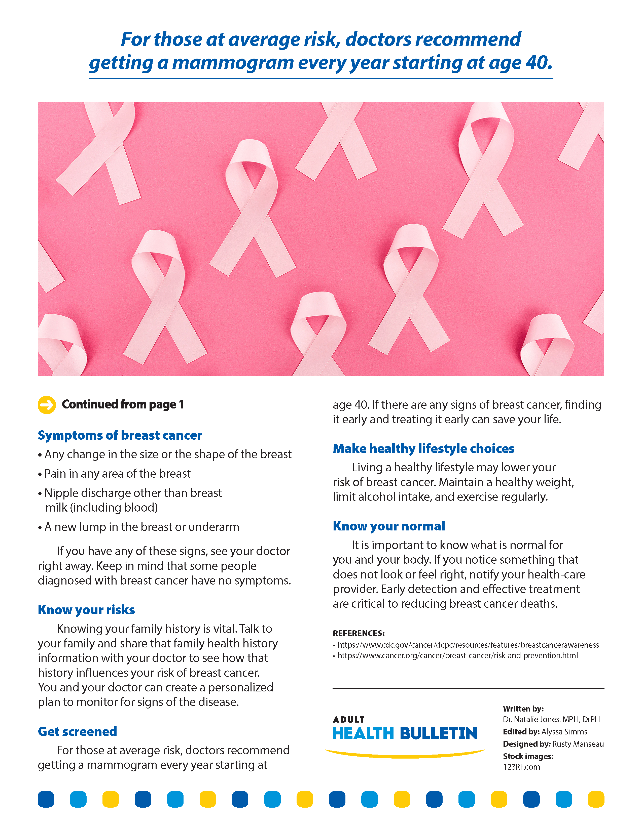 Adult Health Bulletin - Breast Cancer Awareness page 2