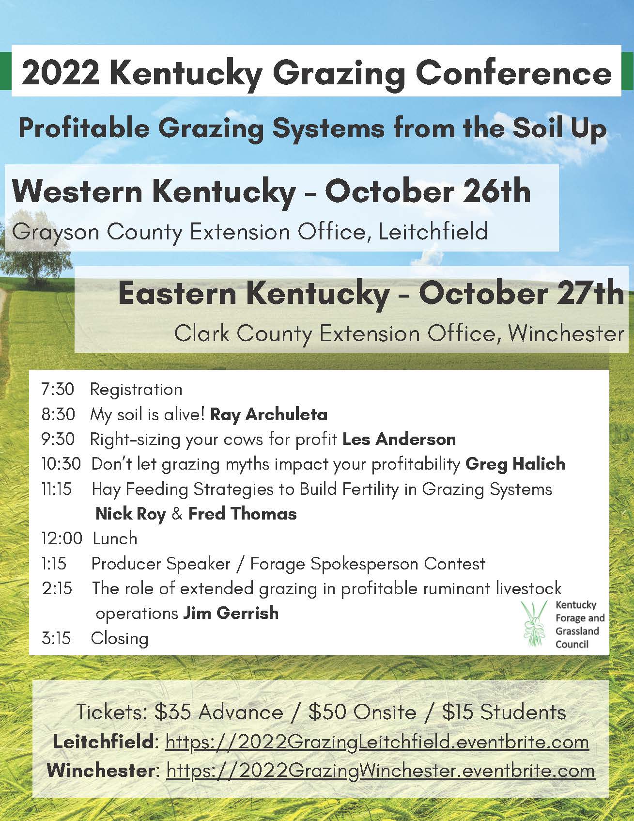 Kentucky Grazing Conference Informational flyer