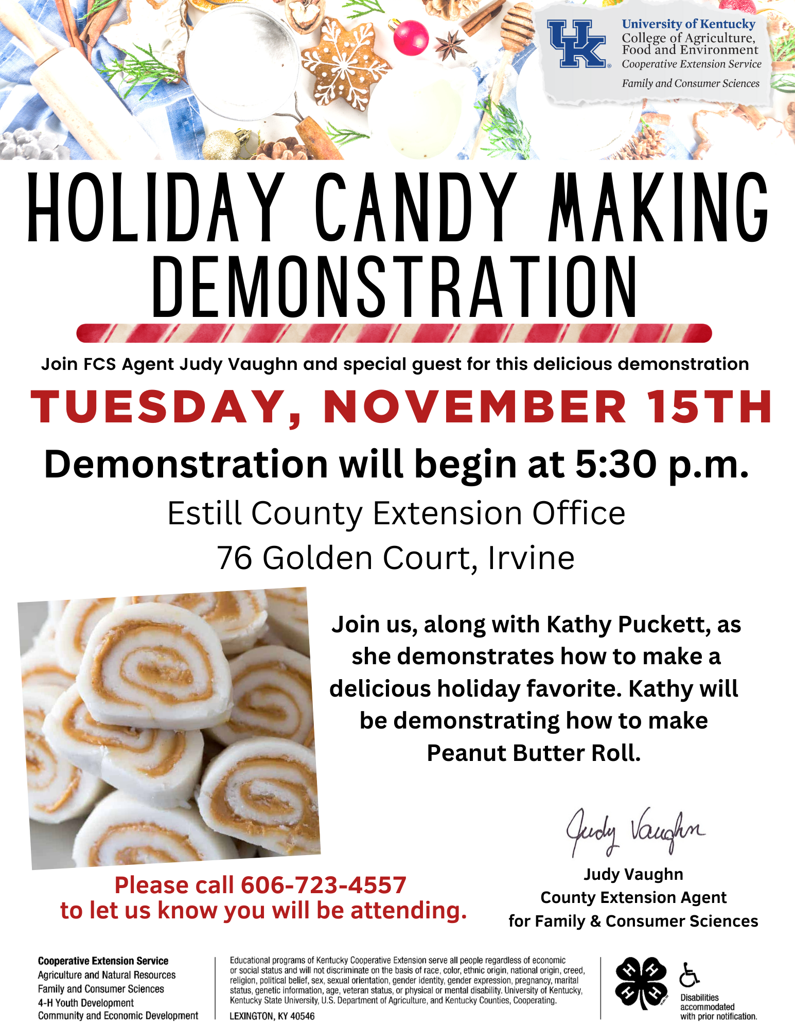 November 15, 2022 Candy Making Demonstration event flyer