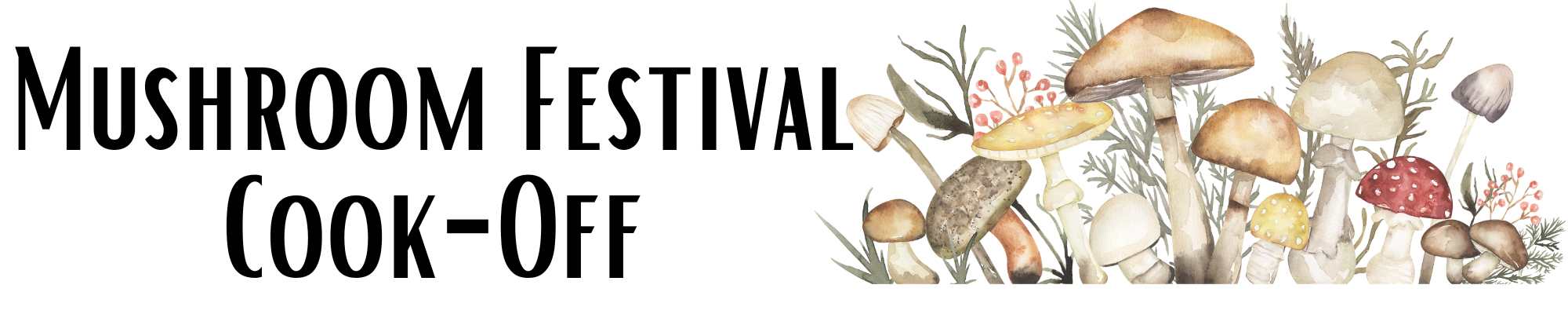 Mushroom Festival Cookoff Header with drawings of mushrooms
