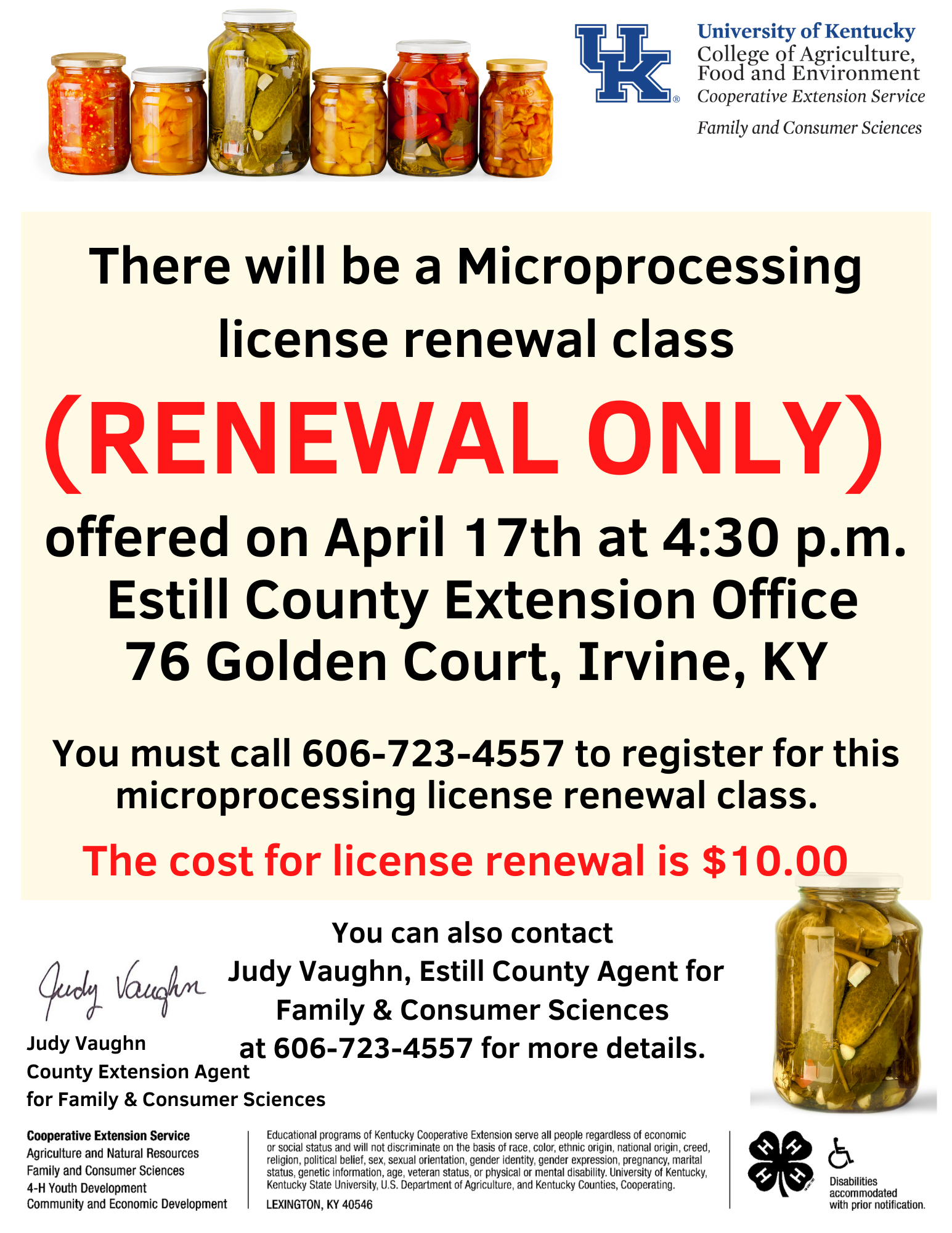 Microprocessing license renewal class will be April 17 at 4:30 flyer