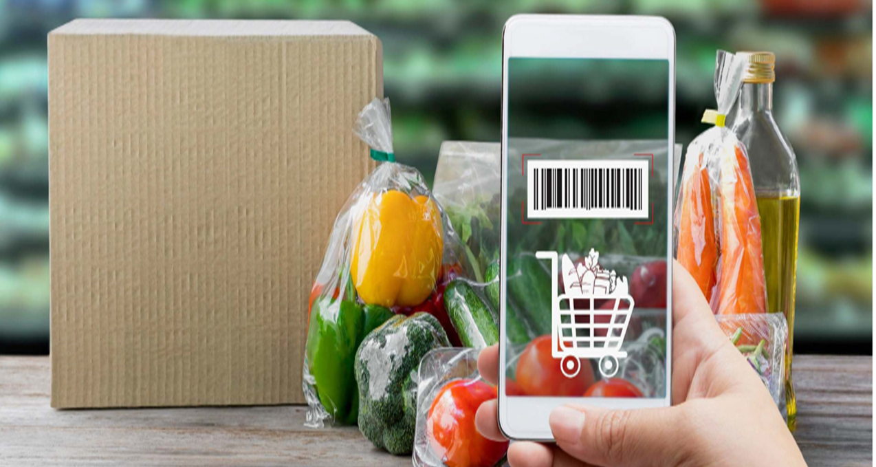 Image of a phone showing online grocery shopping
