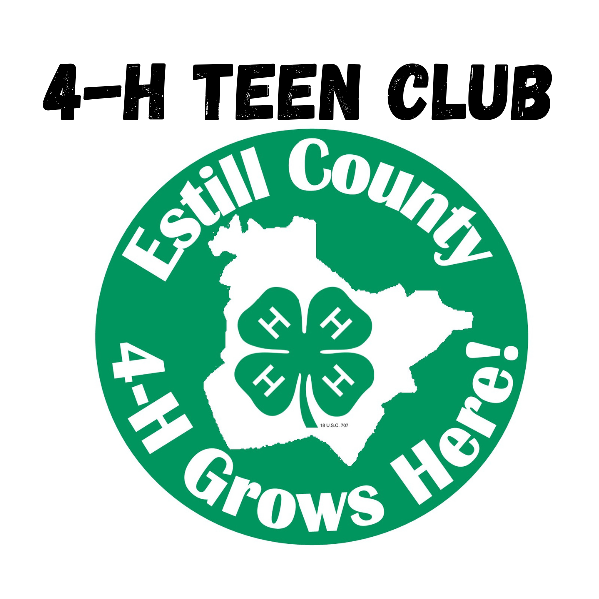 4-H Teen Club logo with Estill County outline and 4-H Clover