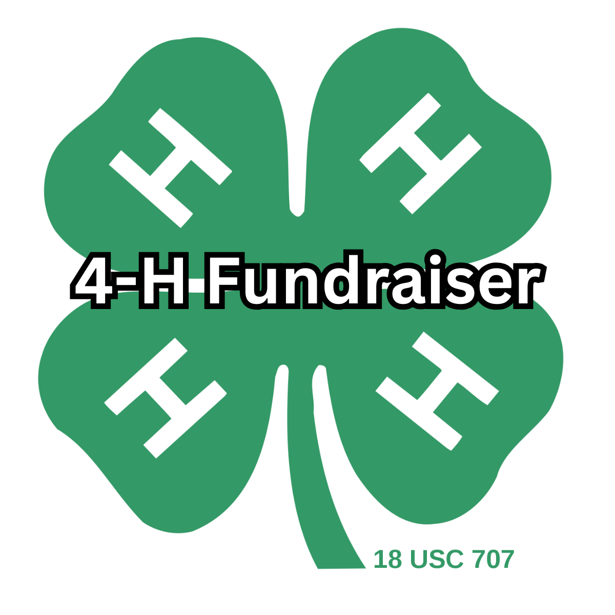 4-H Clover with words 4-H Fundraiser on top