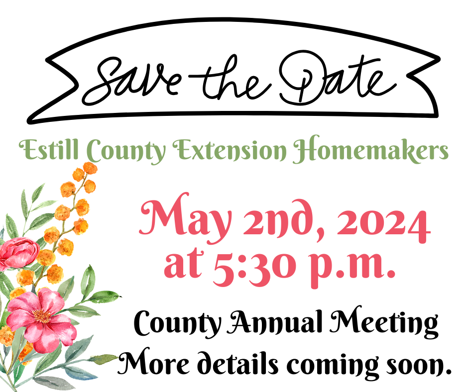 Save the date card for Estill County Annual Homemaker meeting