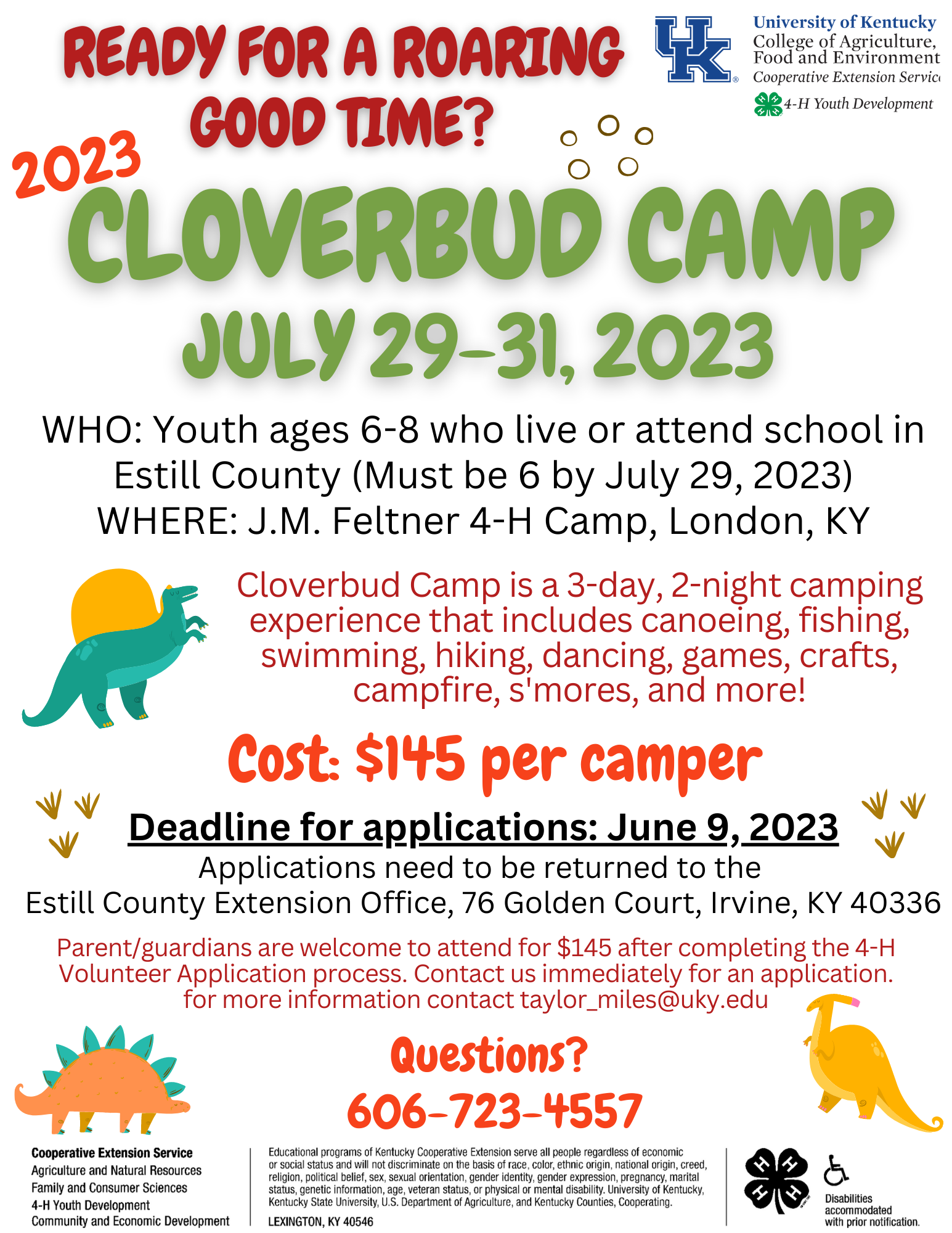 2023 4-H Summer Cloverbud Camp informational flyer