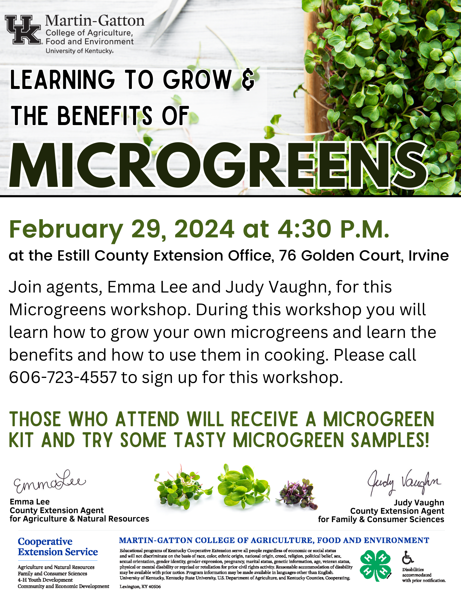 Microgreens Workshop flyer